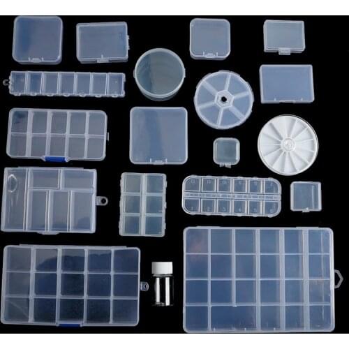 Jewelry Box 7 Grid Geometric Multi-point Sets of Ear Nail Earrings Finishing Transparent Plastic Bead Organizer Storage Boxes