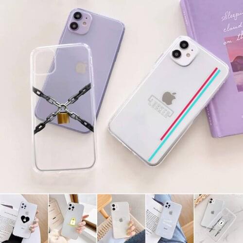 Ins black series locked Phone Case Transparent for iPhone 11 12 6 7 8 Pro X XS Max XR Plus Silicone Soft TPU Clear mobile bags