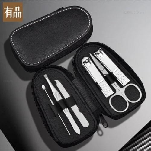 Youpin 6pcs Manicure Cutters Nail Clipper Set Household Stainless Steel Ear Spoon Nail Clippers Pedicure Nail Scissors Tool