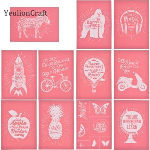 Chzimade 11Pcs Ballon Apple Pattern Self-Adhesive Silk Screen Printing Mesh Transfer For DIY T-shirt Fabric Home Decoration