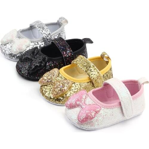 Infant Girls Shoes First Shoes Newborn Baby Girls Indoor Soft-Soled Bow-Knot Princess Shoes Baby Walking Shoes Soft Rubber Sole