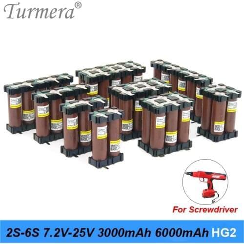 Turmera 18650 HG2 3000mAh Battery 30A 12.6V to 25.2V for Screwdriver Battery Shura Soldering 3S 4S 5S 6S Battery Pack customized