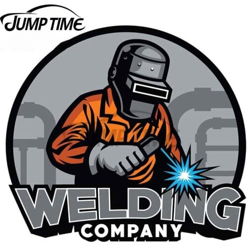 Jump Time 13 x 10.8cm Welder Working With Weld Car Stickers and Decals Occlusion Scratch Vinyl Waterproof Bumper Windows Decor