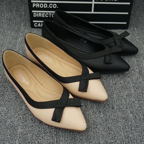 2021 Spring New Flat Soft Bottom Pointed Toe Work Womens Shoes Comfortable Large Size Single Shoes