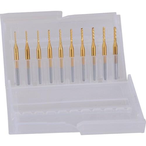 10pcs Titanium Coat Carbide 0.8-1.7mm PCB Carbide Tools, CNC Cutting Bits, Millinging Cutters Kit for Engraving Milling Machine