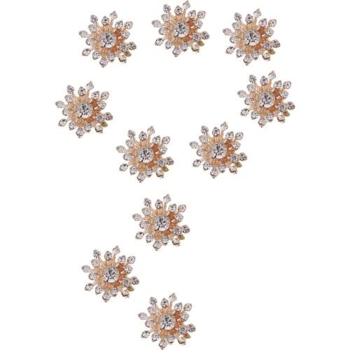 10 Pcs Alloy Rhinestone Crystal Buttons Flatback Buttons