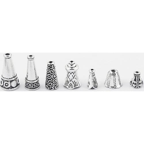 20Pcs Carved Flower Tassel End Caps Findings Spacer bead diy necklace bracelet making Accessories Findings