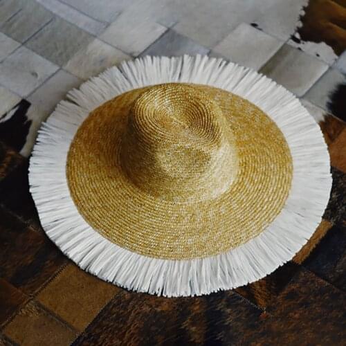 2021 New summer sun hat bow 100%Raffia hat Visor flat Straw hats Womens Sea beach vacation leisure sunscreen hat