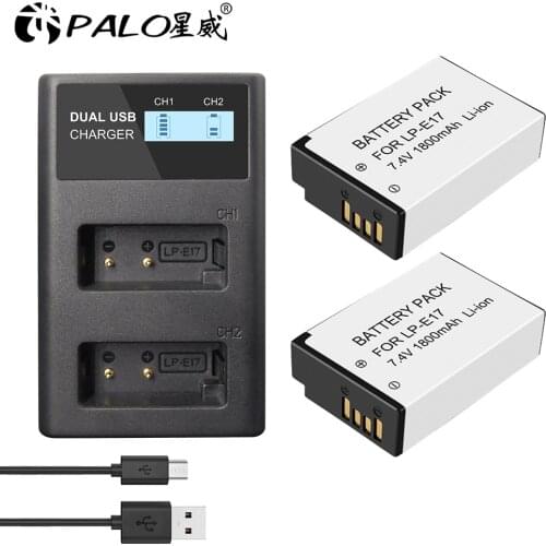 PALO LP-E17 LPE17 lp e17 Camera Battery with LCD USB Charger For Canon EOS 200D M3 M6 750D 760D T6i T6s 800D 8000D Kiss X8i