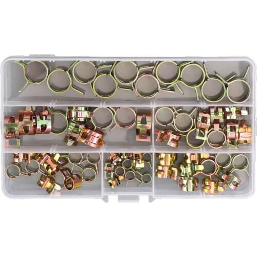 Areyourshop 60PCS Spring Clips Fuel Hose Line Water Pipe Air Tube Clamps 6mm 9mm 10mm 12mm 14mm 15mm