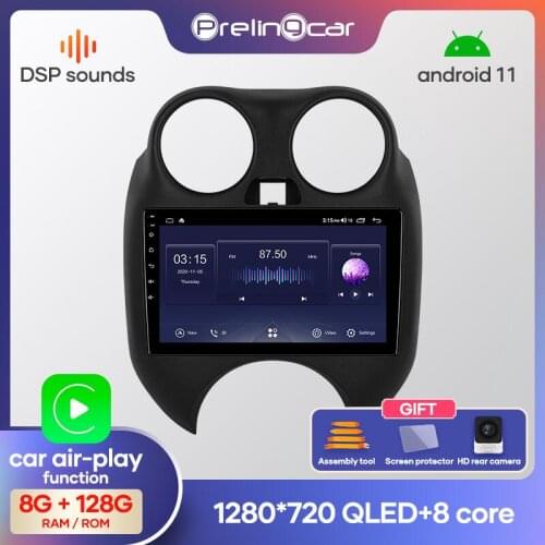 Prelingcar Android 10 NO DVD 2 Din Car Radio Multimedia Video Player Navigation GPS For Nissan Micra 2010-2017 Octa-Core DSP IPS