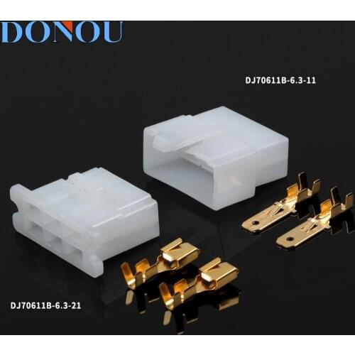 1set Automotive connector 6P harness connector male and female butt rubber shell plug terminal DJ70611B-6.3-11/21