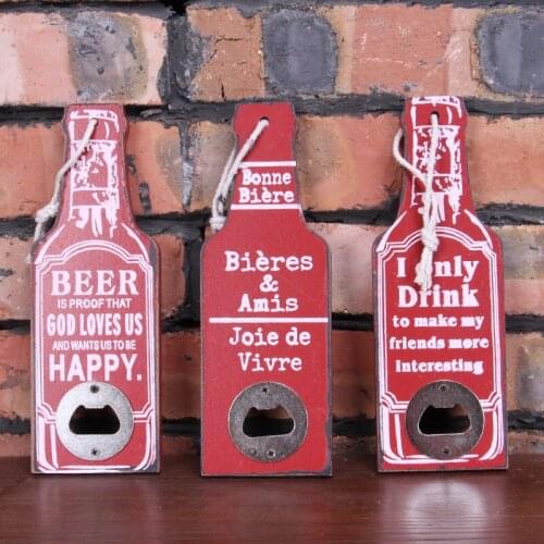 Free shipping 100pcs/sets Restaurant Bar Cafe Home Wall Decoration Vintage Wood handcraft Creative Beer Bottle Opener