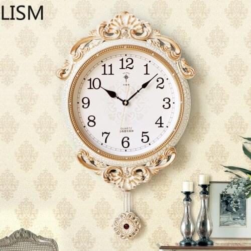 Silent Luxury Wall Clock Large Pendulum Clocks Wall Home Decor 3d Vintage American Shabby Chic Wall Watch Gold White Seahawks