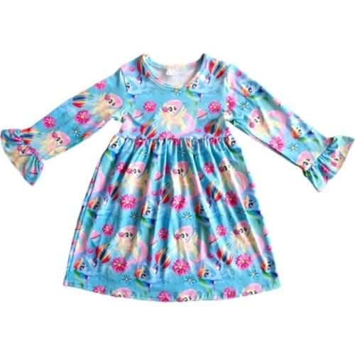 Baby girl long sleeve dress autumn winter hot blue print dress 0-16 years old childrens wear20