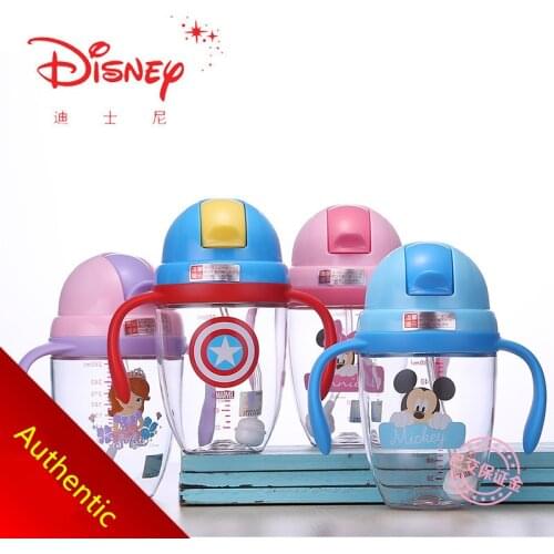 Disney infant child cartoon learning cup Gravity ball leakproof anti-sucking straw cup Mickey Minnie Cartoon Bottle
