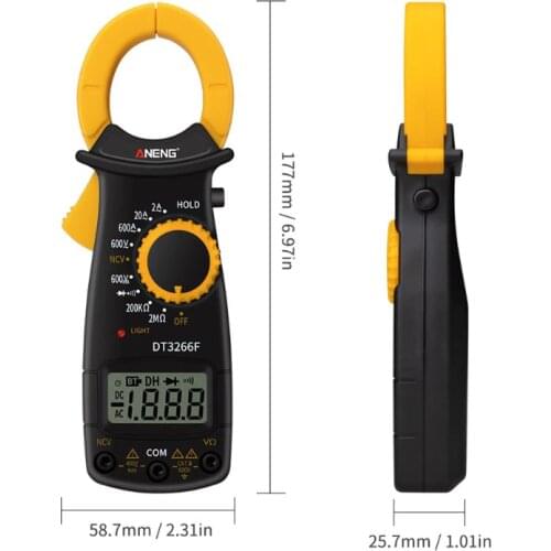 DT3266F Digital Clamp Multimeter AC/DC Voltage Ampere NCV Resistance Diode Test B85C