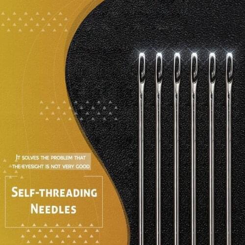 Self-Thread Blind Needle Elderly Needle-side Hole Hand Household Sewing Stainless Steel Sewing Needless Threading Apparel Sewing