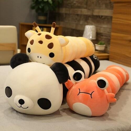 70cm-135cm Funny Crab Giraffe Panda Caterpillars Plush Toy Soft Stuffed Cartoon Animal Doll Sleeping Pillow Cushion Kids Gifts