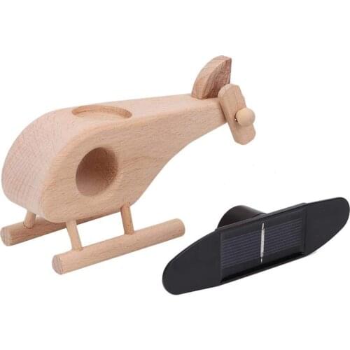 Solar Helicopter Toy, Wooden Solar Helicopter Model Puzzle Toy DIY Educational Science Toy for Kids Children Gift