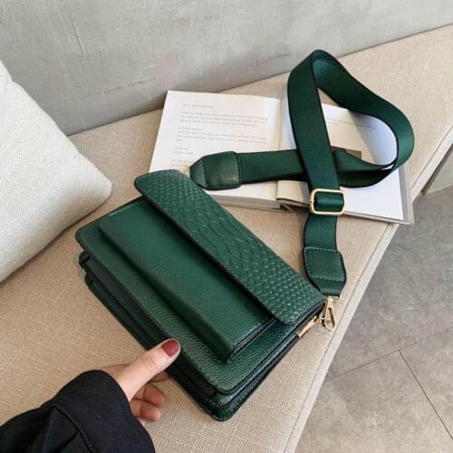 Alligator PU Leather Bag Bags Women Shoulder Crossbody Bag Messenger Womens Handbags Purses Wide Strap free shipping