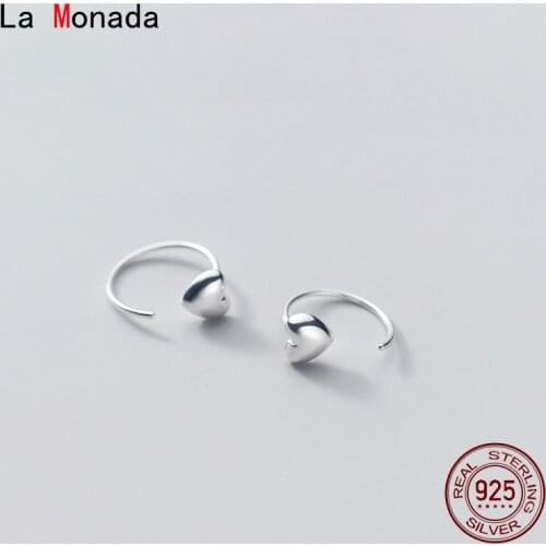 La Monada Small Silver Hoop Earrings Korean Heart Silver 925 Earrings For Women Hook 925 Sterling Silver Earrings Woman Female