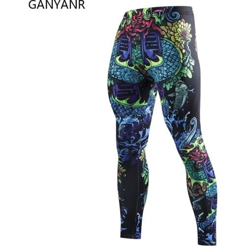 GANYANR Men Running Tights Sportswear Gym Compression Pants Leggings Fitness Basketball Sexy Yoga Workout Track Training Workout