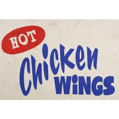 Cartel de alas de pollo caliente para decoración para camiones, placa de pared de estaño de Metal para cocina y hogar