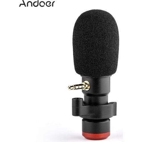 Andoer MIC06 Mini Plug-in Smartphone Microphone Mic 3.5mm TRRS Plug for Smartphone Video Recording Live Broadcast Online Singing