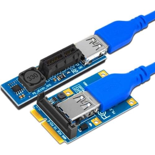 Mini PCIE to PCI-E X1 Expansion Card Riser Card PCI Express Extension Cable SATA Power Connector 60CM USB3.0 Cable PCIE Extender