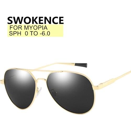 SWOKENCE Prescription Glasses Sunglasses For Myopia SPH 0 to -6.0 Men Women UV400 Polarized Optional Nearsighted Spectacles F205