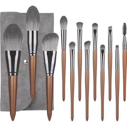 12pcs Soft Synthetic Hair Makeup Brush Set Cruelty Large Powder Blusher Foundation Lip Eye Shadow Eyebrow Brushes For Daily Use