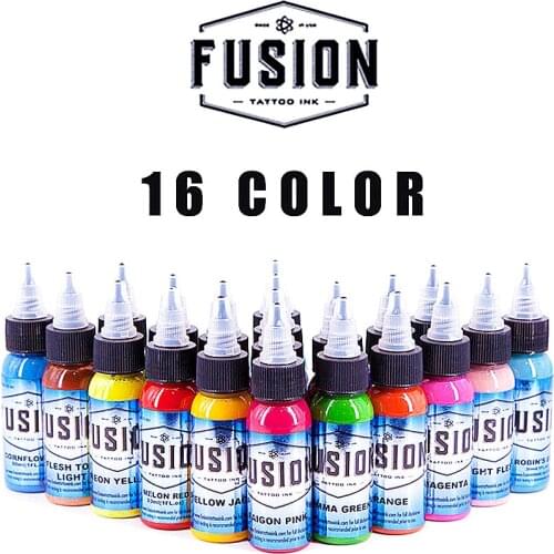 NEW Fusion 30 ML / Bottle Tattoo Airbrush Ink 16 Colors Pigment Set For Body Paint Tattoo Color Pigment Tattoo Supply