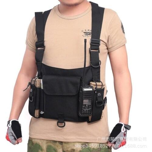 Nylon Tactical Vest Military Outdoor Radio Harness Walkie-talkie Hand Vest Chest Rig Pack Pouch Rescue Security Duty Chest Bag