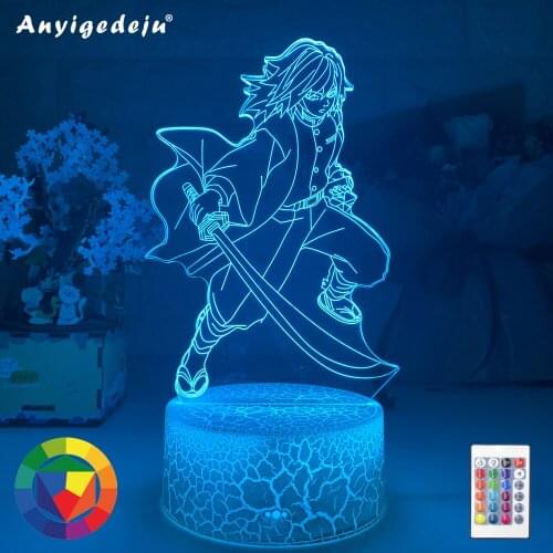 Newest Anime Kimetsu No Yaiba Giyu Tomioka Light for Bedroom Decor Child Kids Birthday Gift Manga Gadget Giyuu Lamp Demon Slayer