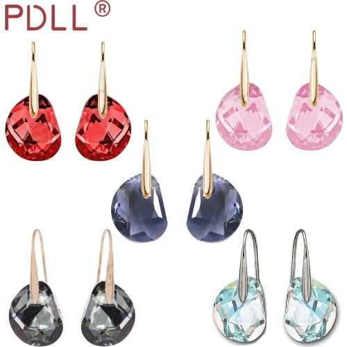 PDLL High quality SWA light black crystal fashion jewelry with pierced earrings and female studs Charming fashion jewelry