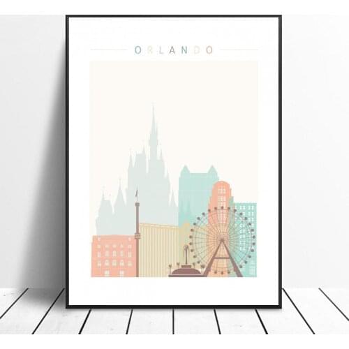 Orlando Skyline Canvas Print Wall Art Poster Picture Modern Minimalist Bedroom Living Room Decoration No Frame