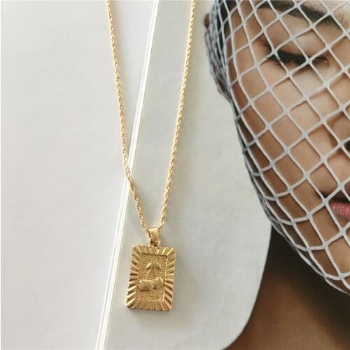 Lovely Gold Color Plating Fruit Cherry on Board Square Pendant Necklace For Women Girl Elegant Gorgeous Casual Jewelry Accessory