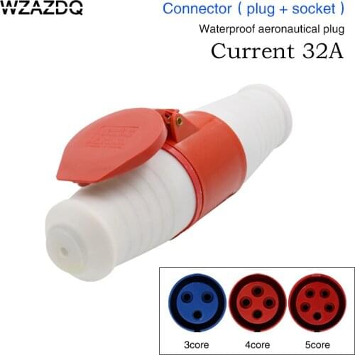 Industrial waterproof aviation plug socket 3 core 4 core 5 core hole 32A connector is fitted with a docking aviation plug
