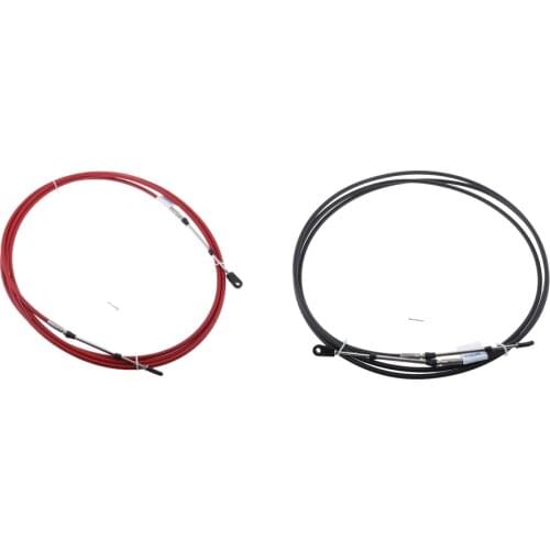 2pcs Black & Red Throttle Shift Remote Control Cable for Yamaha Outboards - 10 Feet 3 Meter