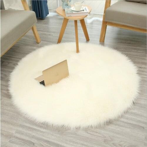 Fluffy Round Rug Carpets For Living Room Decor Faux Fur Rugs Kids Room Long Plush Rugs For Bedroom Shaggy Rug Modern Mats