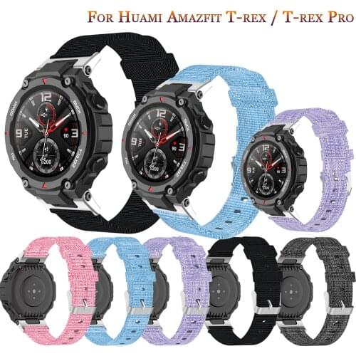 Strap For Xiaomi Huami Amazfit T-rex Women Men Breathable Woven Fabric Strap For Xiaomi T-rex Pro Replacement canvas Wristband