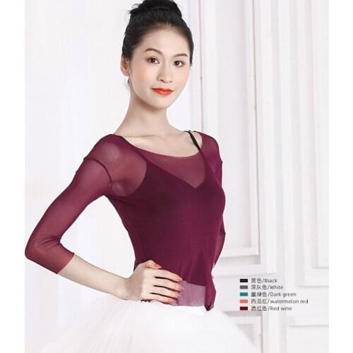 Mesh Ballet Dance Tops For Women Fall Ballet Tutu Dance Wear Fairy Dancer Outfits Practice Wear Ballerina Clothes JL1915