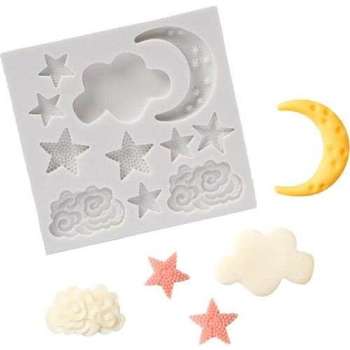 Star Moon Cloud Shape Silicone Fondant Molds DIY Cake Mold Gummy Chocolate Mould Baking Appliance for Sugarcraft Confectionery