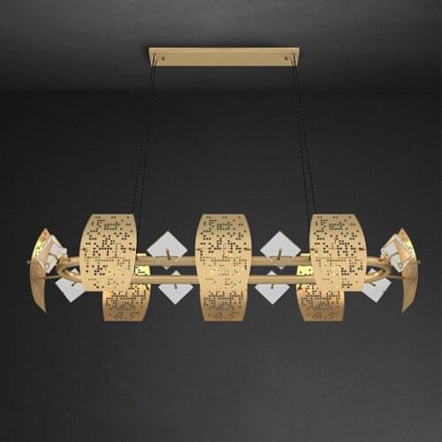 Art Deco g9 LED Round Oval Rectangle Crystal Copper List Chandelier Lighting Lustre Suspension Luminaire Lampen For Dinning Room