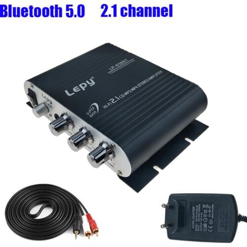 Lepy LP-838BT Bluetooth 5.0 Power Amplifier 2.1 3 Channel Super Bass Audio Sound Amplificador With 12V3A Power And AUX Cable