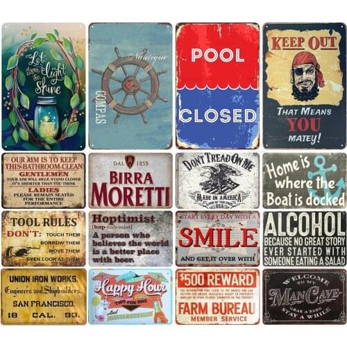 Vintage Metal Plaques Union Iron Works Keep Out That Means You Matey Pirate Home Bar Man Cave Decoration Shabby Chic Artwork