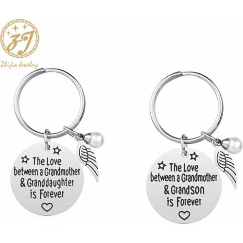 Zhijia High-Quality Woman/Men 's Keychain For Brand Keyring The love Grandmother and Grandson Metal Keychain Key Ring Pendant