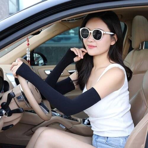 Summer Ice Silk Sunscreen Hand Guards Arm Guards UV Protection Gloves Solid Color Suitable For Cycling Play Golf Protection