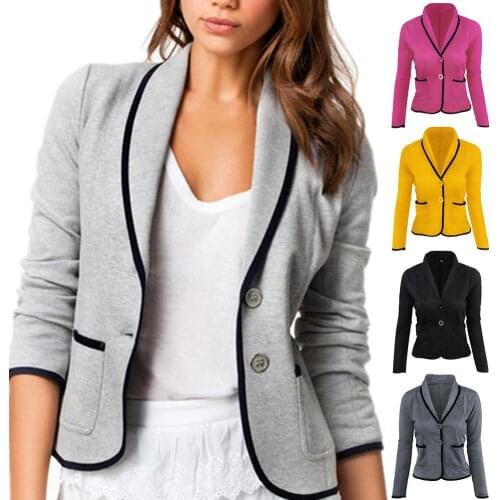 Womens Blazer Pink Long Sleeve Blazers Solid Cardigan Coat Slim Office Lady Jacket Female Tops Suit Blazer Femme Jackets